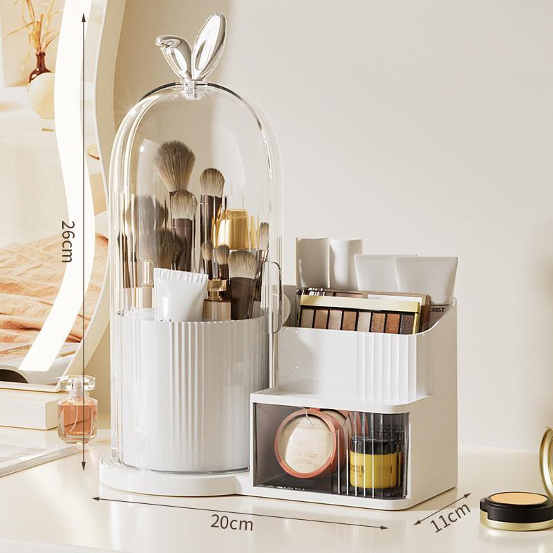360° Rotating Makeup Brush Holder Cosmetic, Lipstick, Eyebrow Pencil, Eye Shadow Organizer With Clear Lid Dustproof, Waterproof