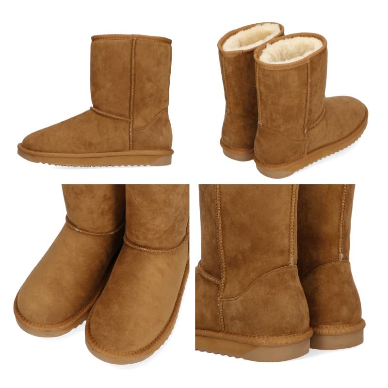 Oriental Traffic Women's Fur-lined Sheepskin Short Boots, Winter Snow Boots, Warm and Boa, Available In Large and Small Sizes, Sizes 25.0-25.5 Cm, 254