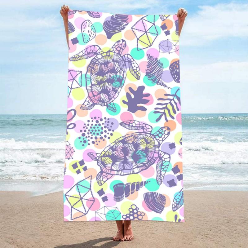 Ultra Absorbent Microfiber Beach Towel With Sea Turtle Print Quick Dry Large Size 70x140cm Pool Vacation Travel