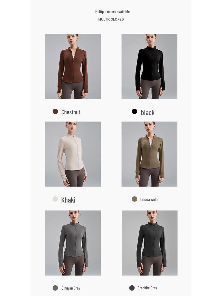 Damen Schlankmachende Fleece-Yoga-Jacke - Stehkragen, Verdickt für Herbst/Winter