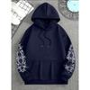 Men's Angel Element Graffiti Thorn Print Fashionable Street Wear Hip-hop Punk Style Hoodie, Regular Fit, Casual Long Sleeved Pullover