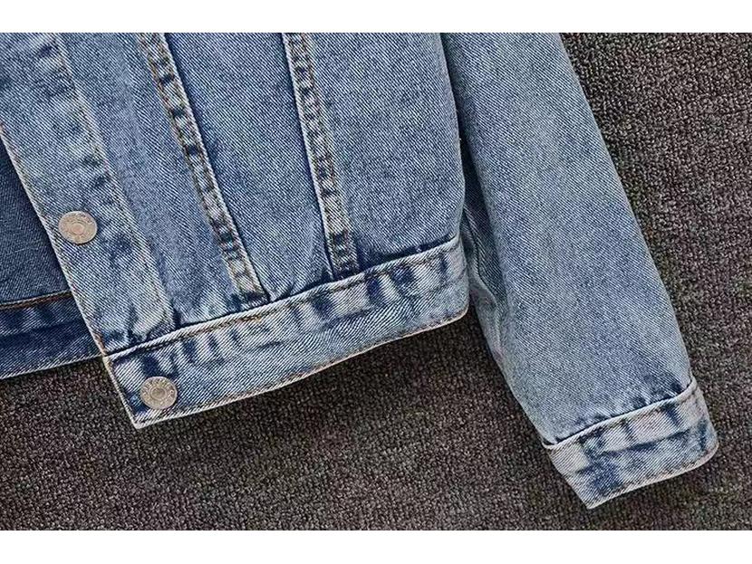 Plus Size Beaded Denim Jacket - Korean Style, Spring/Autumn Fashion for Women