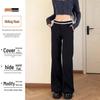 Women's Plus Size Black Lace Micro Flare Pants - 2026 New Autumn High Waist Petite Casual.