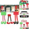 Festive Cross-border Christmas Elf Legs Adorned With Classic Red And Green Stripes