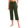 Kvinner Elastisk Høy Midje 3/4 Bukse Casual Aktiv Passform Vide Capri Leggings Bukser Bukser Med Lommer