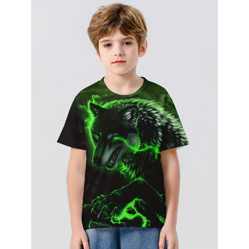 Summer Round Neck 3D Animal Pattern Printed Top Fashionable Casual Short Sleeved Children's Boy T-shirts