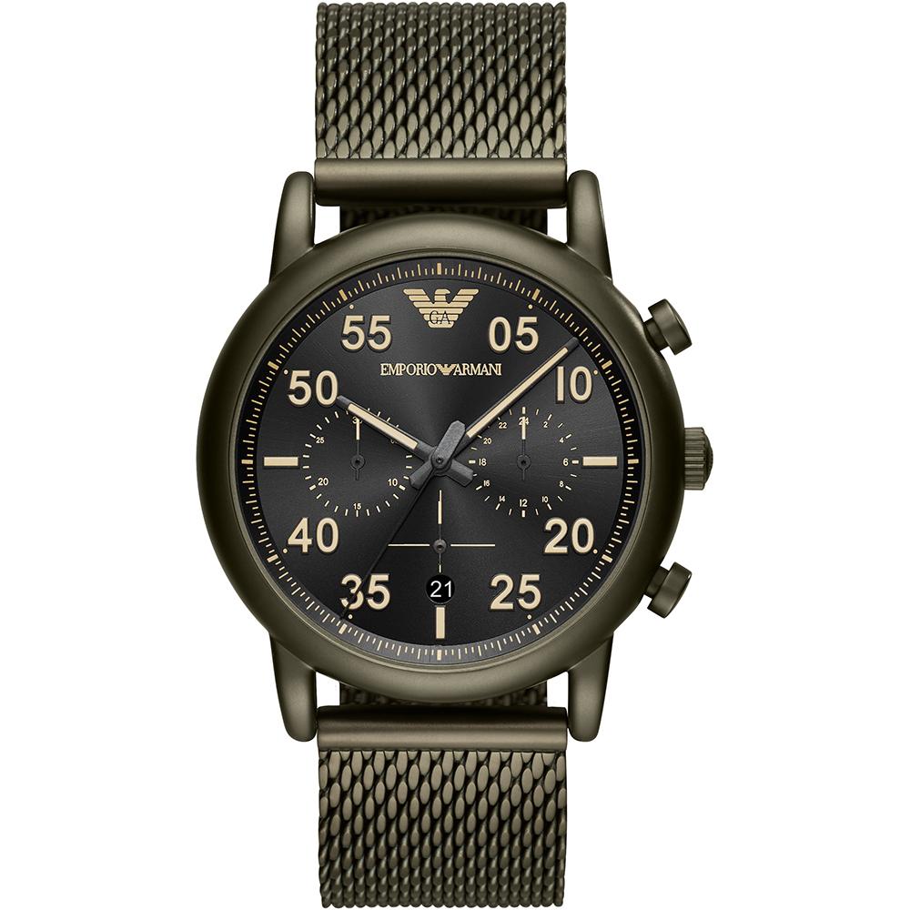 

Emporio Armani Luigi Slim Black Green Metal Men s Quartz Chronograph AR11115 чёрный