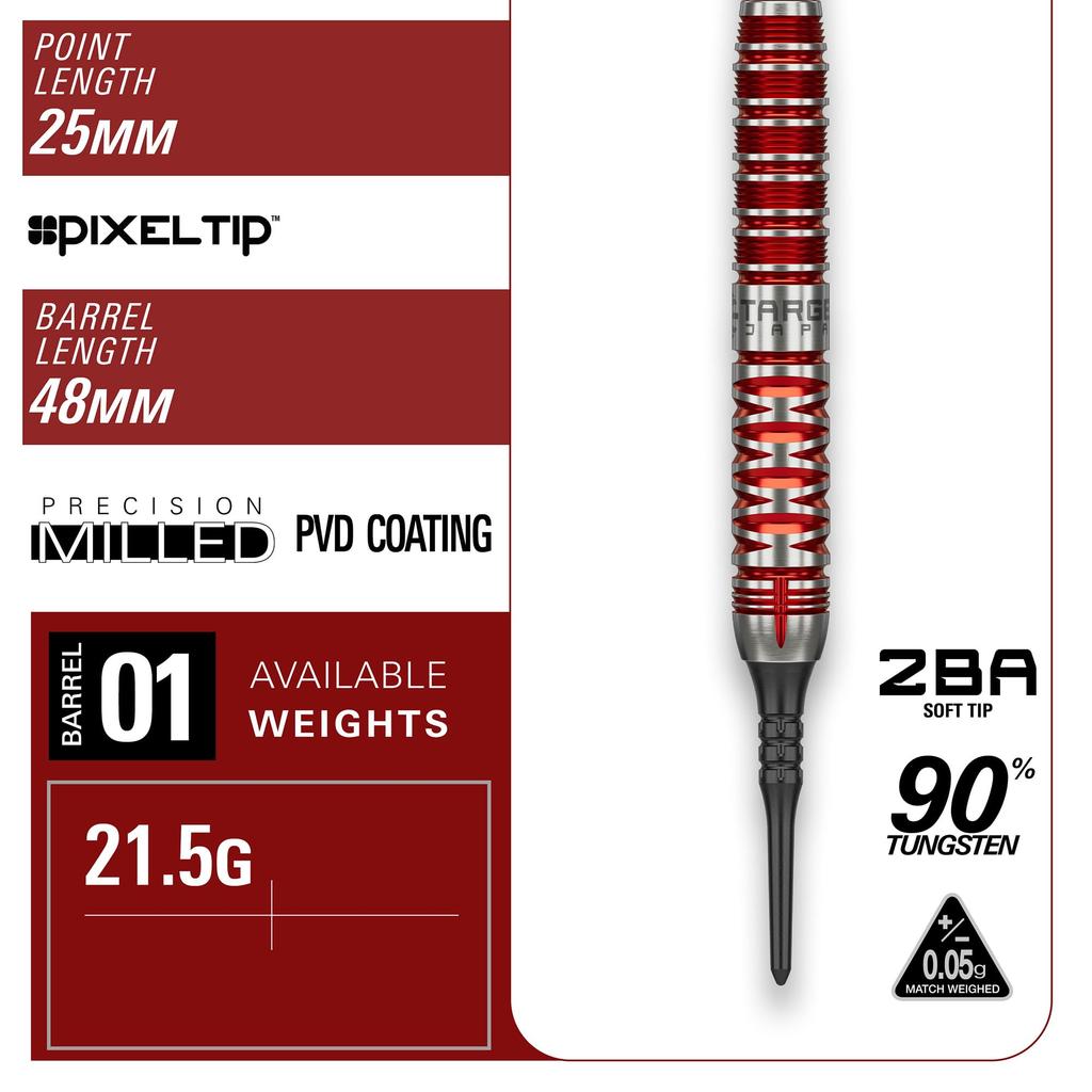 Target Japan ENDEAVOUR G2 MAX Kasumi Sato Wolfram 2BA Soft Tip Darts 6 Shape Flights und 2BA SOFT TIP DARTS G2 90% K-Flex Set, 21,5g, K-Flex Nr.