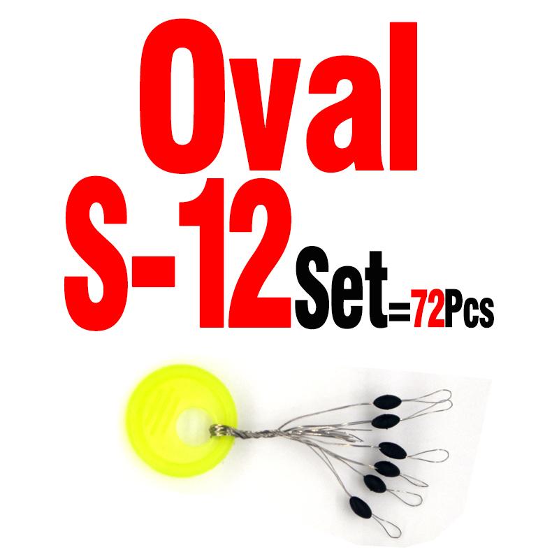 MNFT (12 Set=72 Pcs) Cylindrical Oval Rubber Fishing Bobber Float Space Beans
