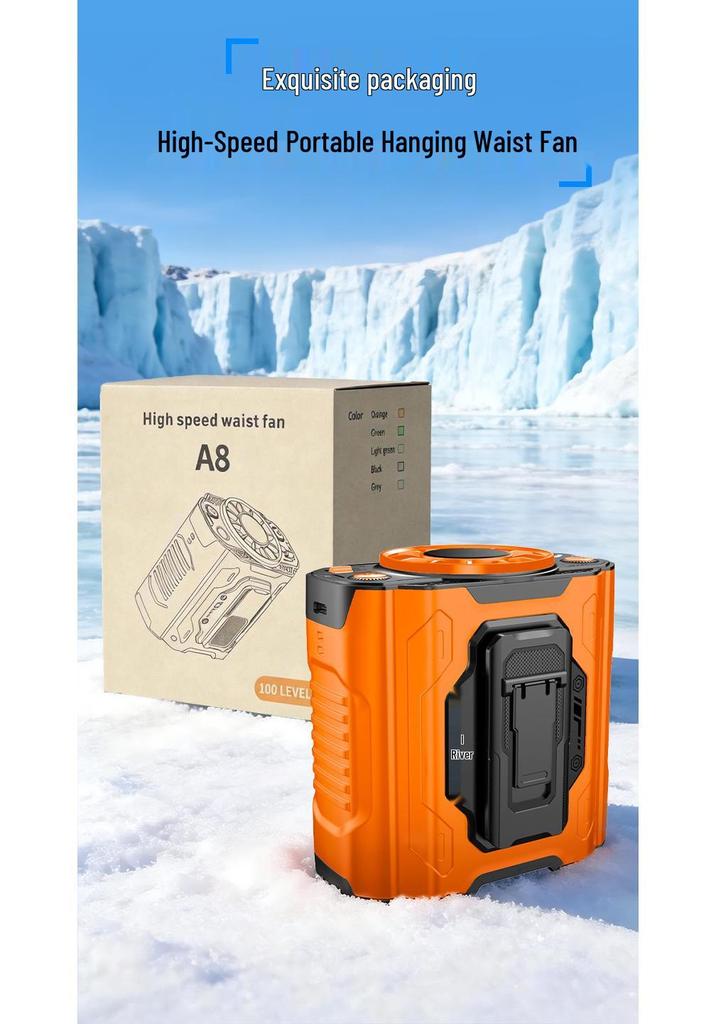 Portable Outdoor Waist Fan with Cooling Ice Pack and Long-Lasting Battery