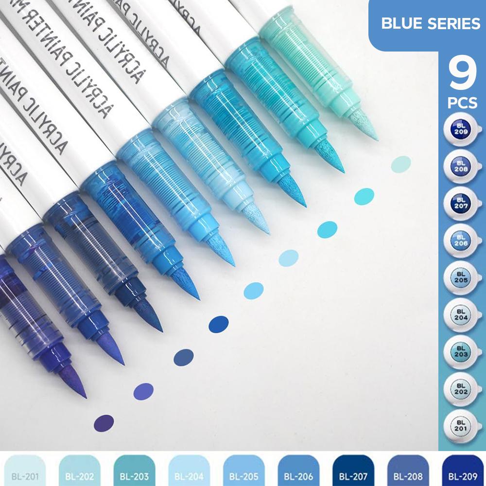 

9PCS Acrylic Brush Pen Set, Professional Art Markers with Ink Control for Painting, Drawing & Sketching,School Accessories,art