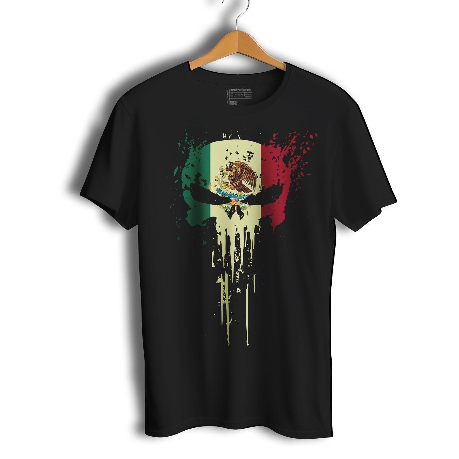 Mexican Flag Skull El Castigador Short Sleeve T-Shirt- Playera De Mexico S разноцветный