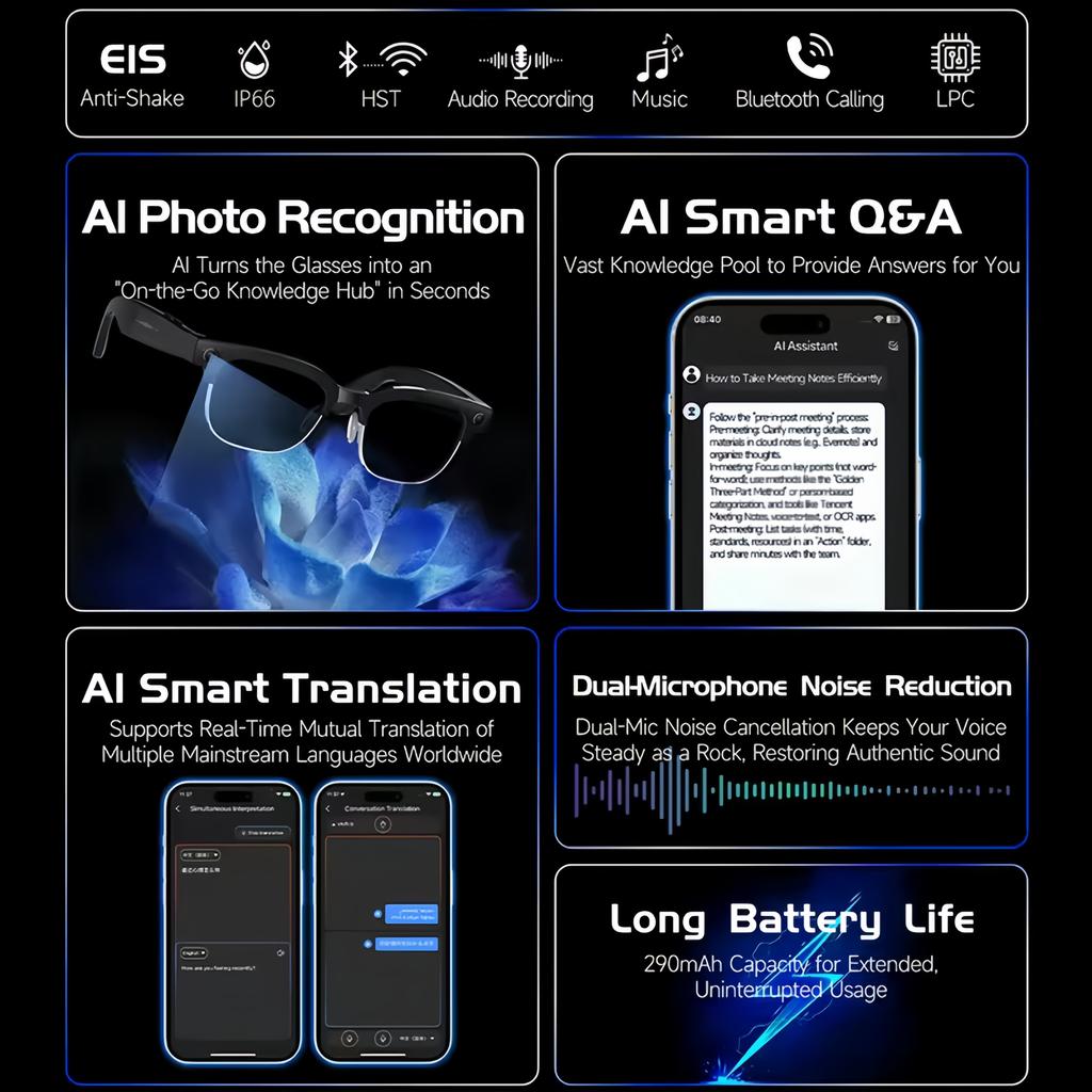 2026 New for Sony 800W Pixel Camera Smart Glasses Video Recording AI Photo Recognition Bluetooth CallVoice TranslationSunglasses