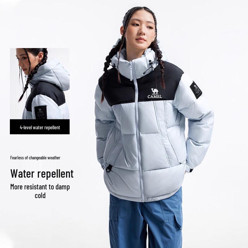 Camel Unisex Thickened Hooded Puffer Down Jacket