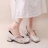 Fashion Mary Jane Shoes 2025 Spring Autumn Fashion Shallow Round Toe Mid Heel Shoes Ladies Elegant Outdoor Single Pumps Zapatos De Mujer