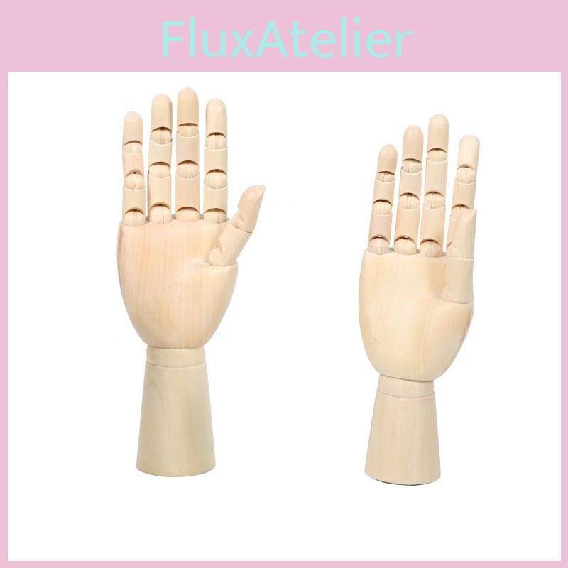 Right Left Wooden Hand Model Sketching Drawing Jointed Movable Fingers Mannequin
