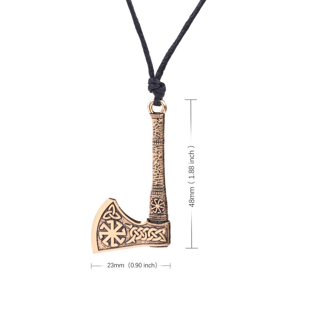 Viking Axe Necklace for Men Norse Runes Compass Pendant Vintage Amulet Jewelry Male Boy Gifts