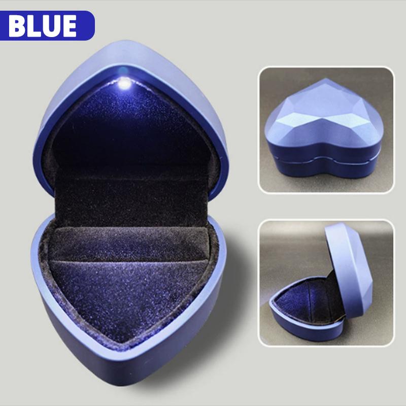 Fashion Ring Box Heart Shape with LED Light Jewelry Box Creative Proposal Confession Ring Box Earring Pendant Storage Gift Boxes