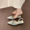 Gentle Shoes Small Slope Heel Bag Head Sandals Women Bow Pointed Empty Single Shoes Women