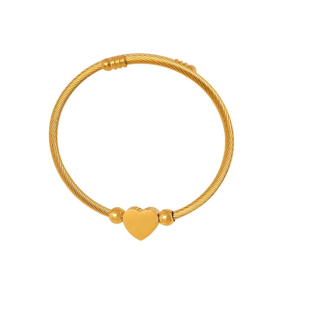 Geometric Heart Bendable Open Cuff Bracelet, 18k Gold-Plated Stainless Steel