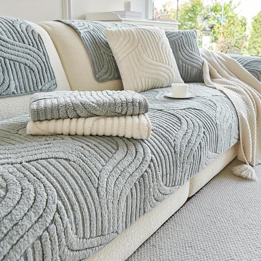 

1 шт. Бархатный чехол на диван Crream Style Полосатое диванное полотенце Нескользящий чехол на подушку дивана Чехлы-протекторы для дивана Домашний декор S-70x70cm светло-серый