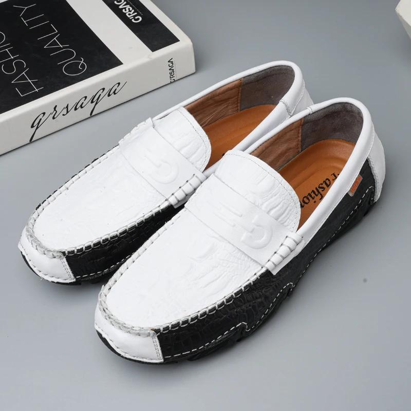 Quality Genuine Leather Shoes Men Loafers Slip On Soft Leather Casual Men Shoes Comfort Driving Shoes Men Flats Walking Footwear