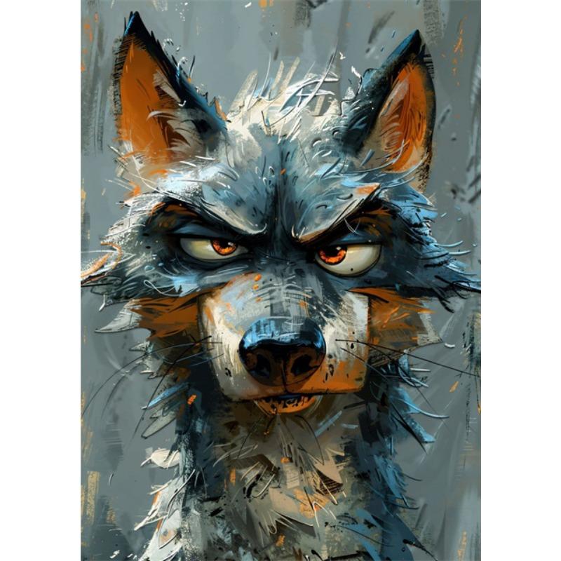 Abstract Art Funny Animals Rabbit Fox Donkey Cat Lion Canvas Posters and Prints Cartoon Animal Mural Canvas Wall Art Home Decor
