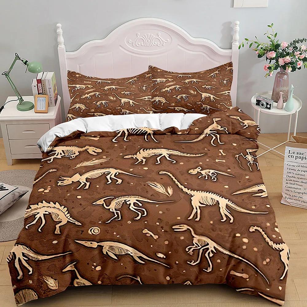Cartoon Dinosaur Duvet Cover King Queen Size Colorful Jurassic World Animals Theme Bedding Set Kids 2/3Pcs Polyester Quilt Cover