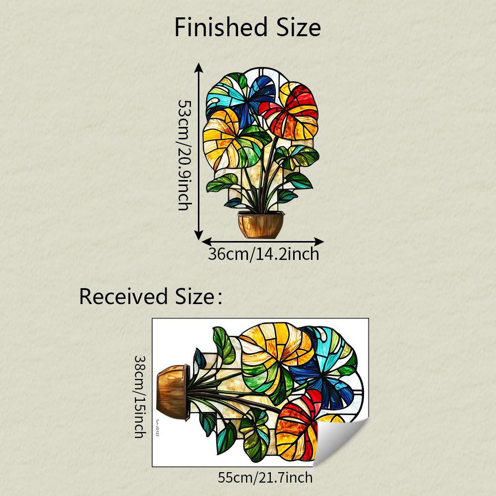 Creative Painted Turtle-back Leaf Potted Plants Balcony Glass Windows Home Beautification and Decoration Static Electricity Window Stickers