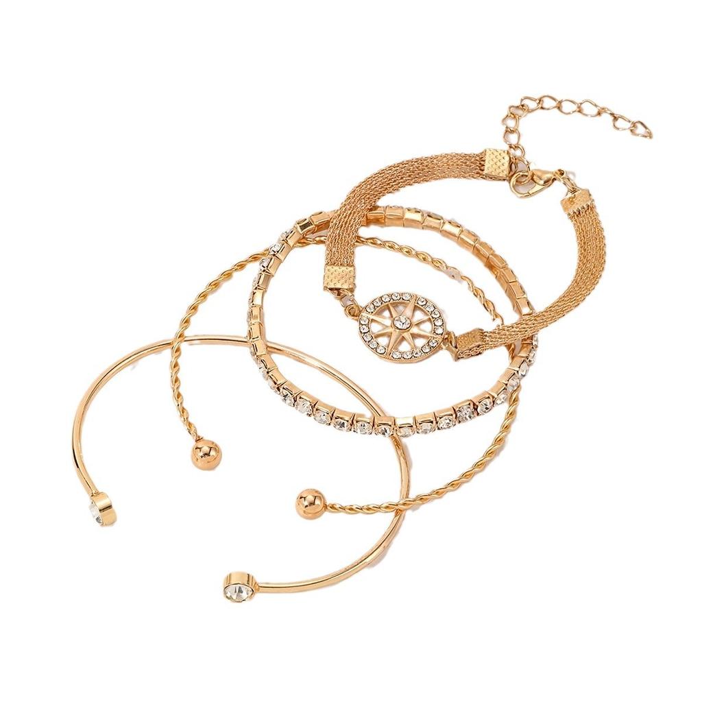 Bracelet set European and American multi-layer retro diamond-encrusted twist bracelet simple bracelet bracelet