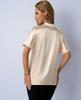 Elegante Satin-Herbstbluse - Europäischer & Amerikanischer Stil, Kurzarm Stehkragen