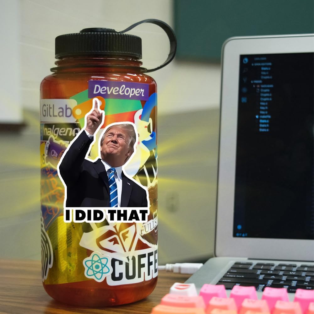 Trump I Did That Stickers, 100 Pcs, 3" Large Size, Multicolor, Vinyl, Modern, Contemporary, Rectangular, Outdoor, President Trump, Lightweight