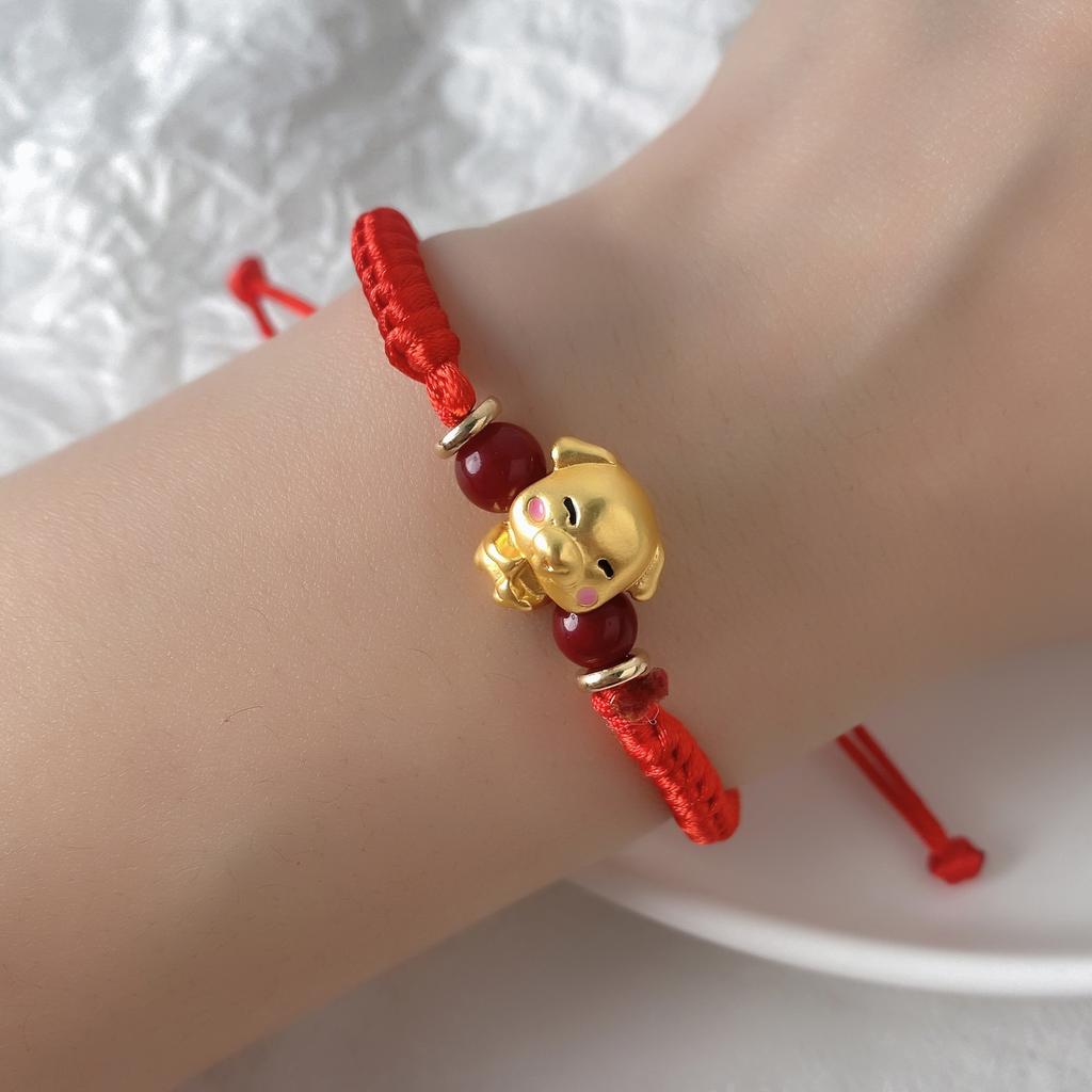 Handmade12 Constellation Zodiac Sign Braided Animal Lucky Bracelet For Men Women Red Rope Gold Color Beads Bracelet Jewelry