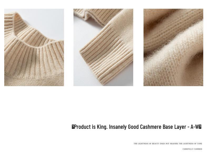 Damen Kaschmir Einfarbig Halbhoher Kragen Pullover - Schlankmachend, Lockere Passform, Gestrickter Langarm für Herbst/Winter.