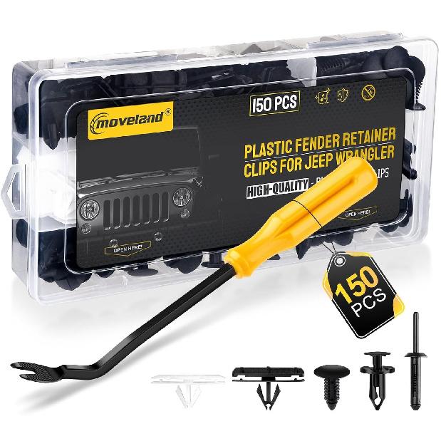 Moveland Fender Flare Clips For Jeep Wrangler - 5 Size Fastener Retainer Clips Compatible With 2007- Jeep Wrangler JK JL & 2005-2010 Grand Cherokee