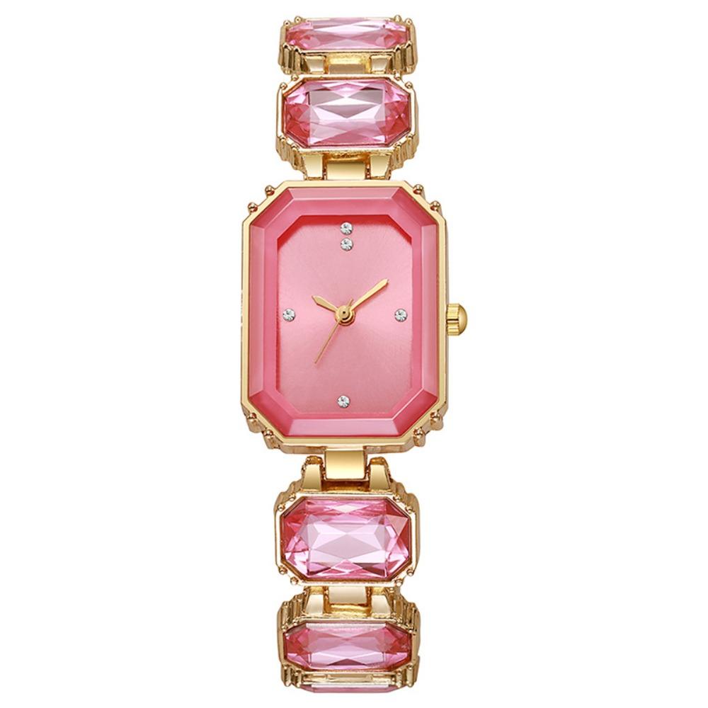 

Daily Rhinestone Quartz Watches Diamond Studded Watch Strap with Adjustable Bracelet Square Shaped Watch Women Wristwatch Gift розовый