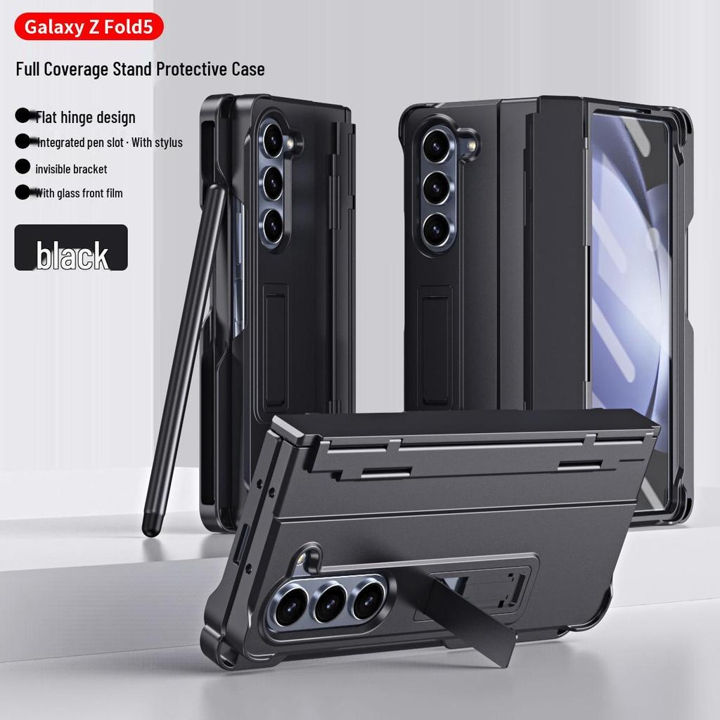 Compatible Samsung Z Fold 8 Protective Case with Film, Pen Holder, and Full Hinge Coverage