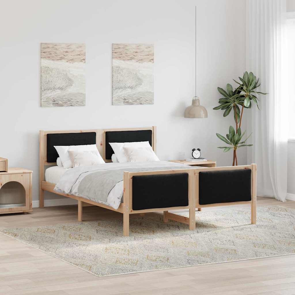 Bed Frame with Headboard Black 135 x 190 cm Fabric