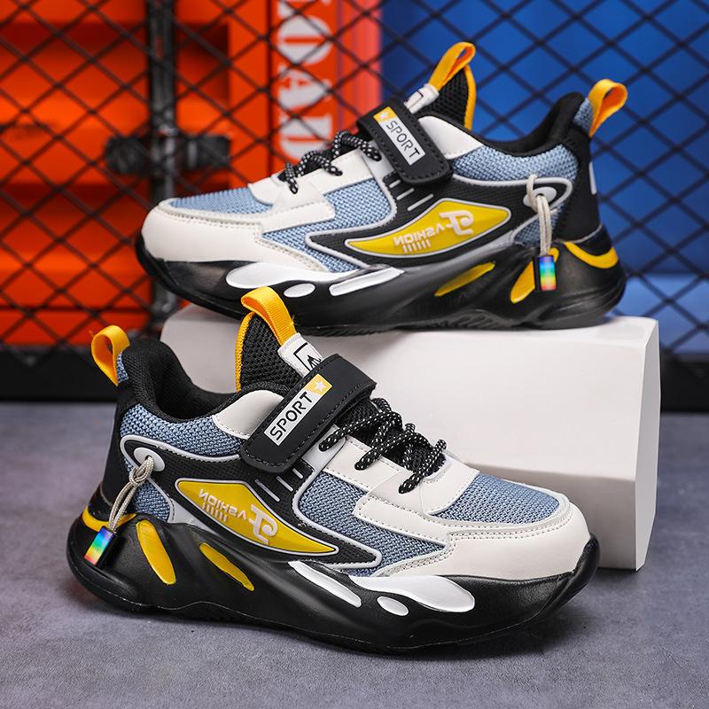 Children's Shoes Boys Lightweight Soft Thick-soled Primary School Students Running Sports Shoes Medium and Older Children's Mesh Breathable Casual Da