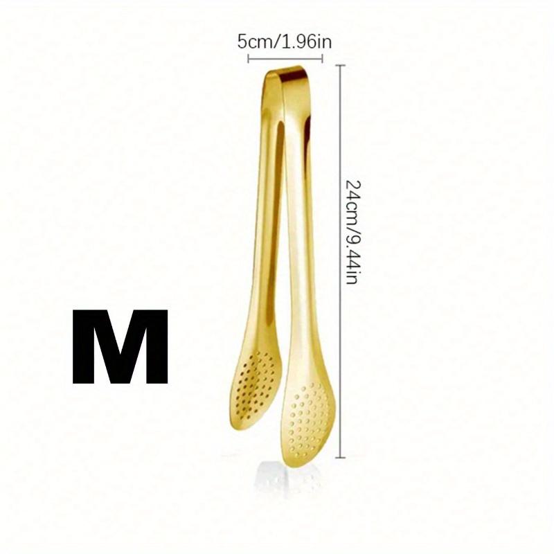 Stainless Steel Serving Tongs Three Sizes, Gold Tongs for Serving Food, Serving Utensils Cooking Tongs for Buffet, Appetizer, Dessert