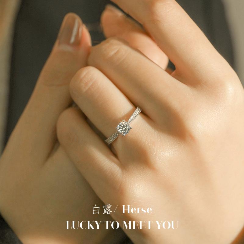 New 925 Sterling Silver Ring Micro-Inlaid Simulation Diamond Princess Ring Female Charm Jewelry Gift