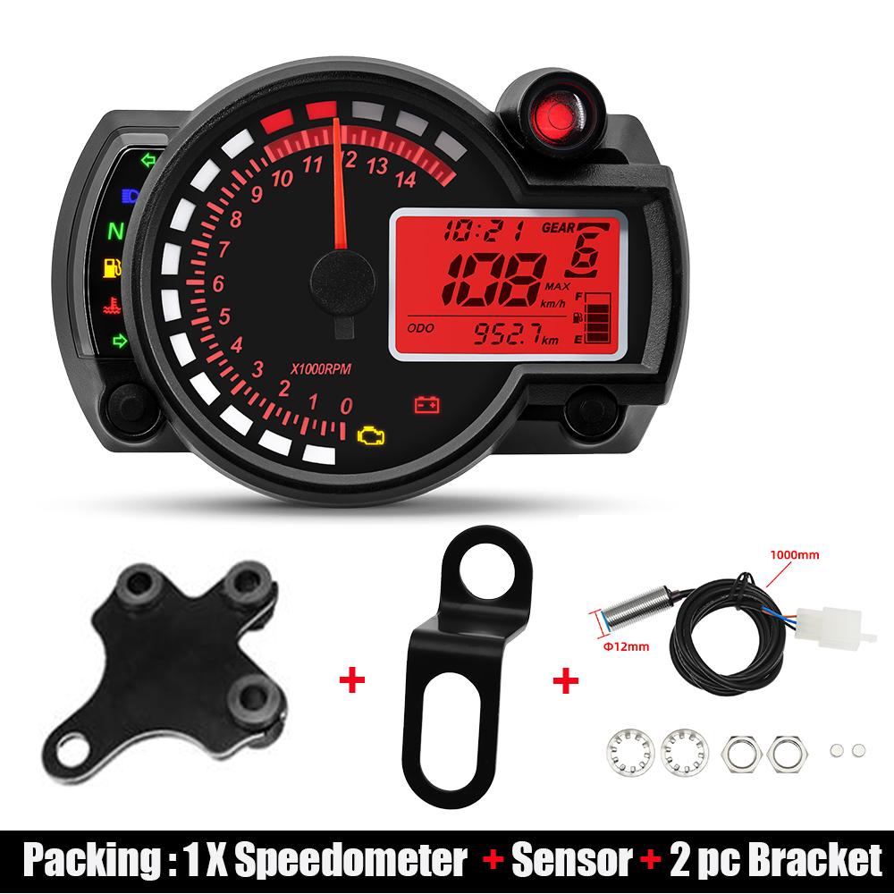 Tahometru LED 2025 Tablou de bord pentru motor Universal Motocicletă Vitezometru digital Viteza excesivă Memento de conducere în siguranță pentru Kawasaki