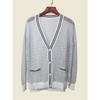 French Style Normcore V Neck Long Sleeves Thin Color Matching Sun Protection Shirt Summer Hollow-out Elegant Knitting Cardigan Women