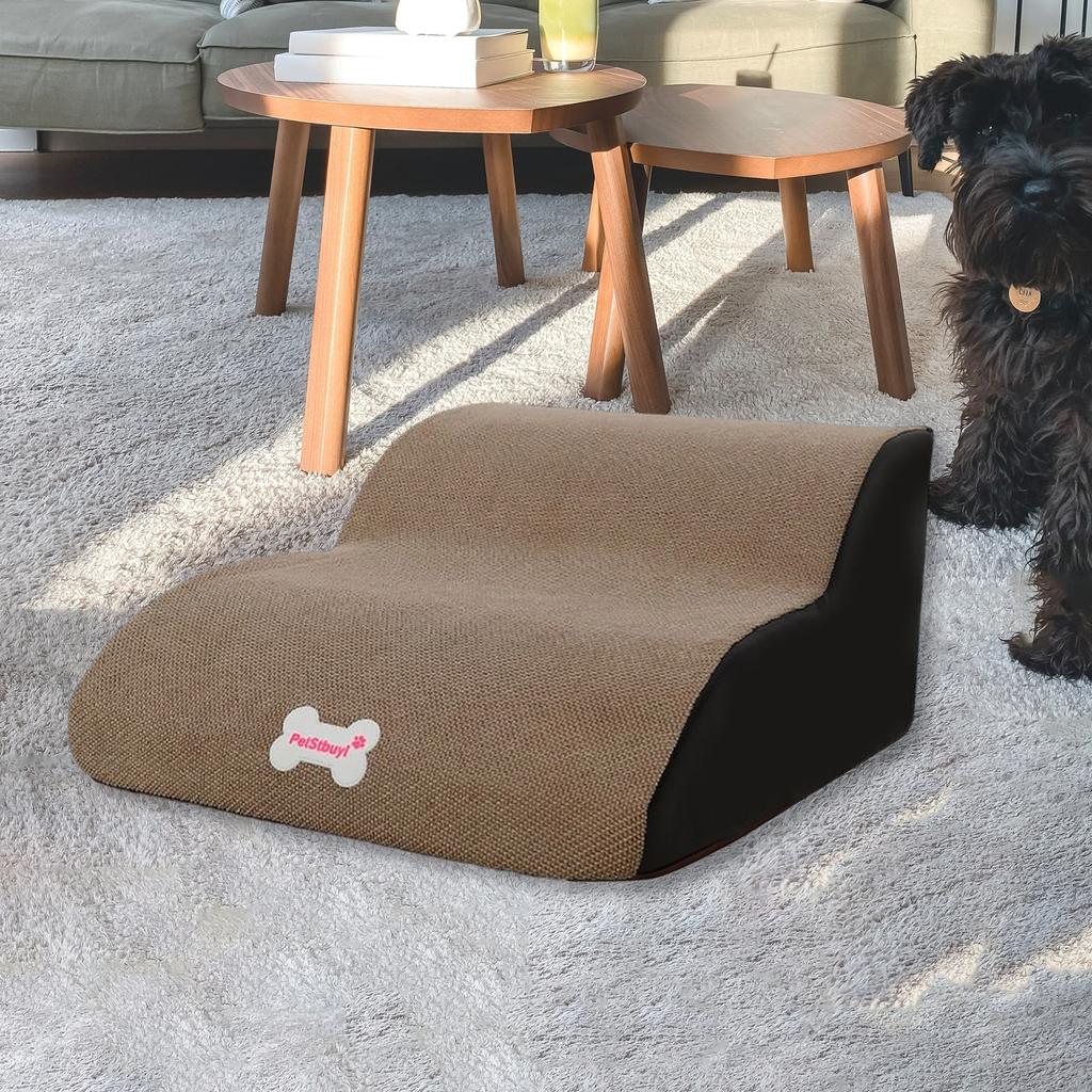 Dog Stairs Ladder Pet Ramp Washable Non Slip Removable Cat Step Stairs Puppy 2 Steps Ramp Stairs Ladder for High Bed Indoor Sofa