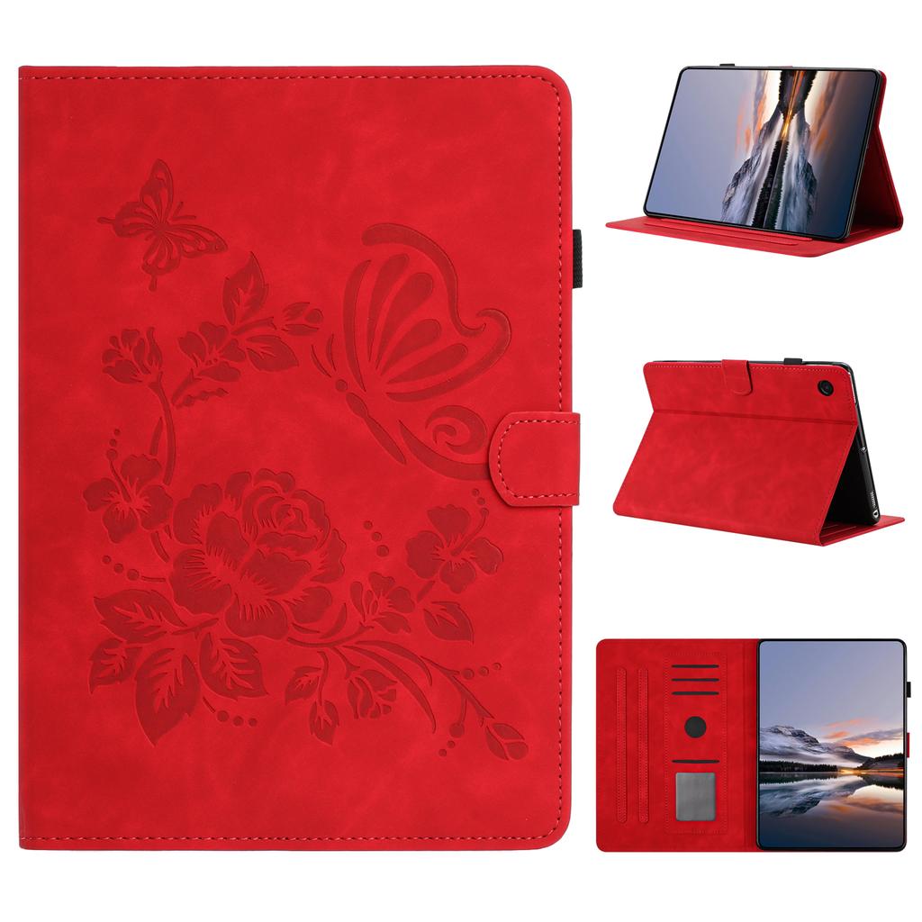 For Samsung Galaxy Tab A11/A9 Case Card Holder Stand Butterfly Floral Imprinted Leather Tablet Cover
