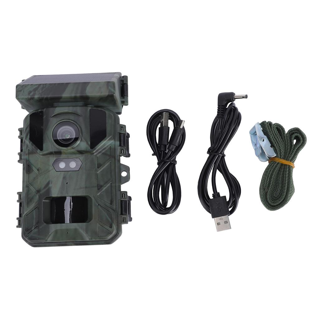 Trail Camera with Solar Panel 50MP 4K High Definition Night Visible 120 degrees  Wide Angle 65ft Detection for Outdoors