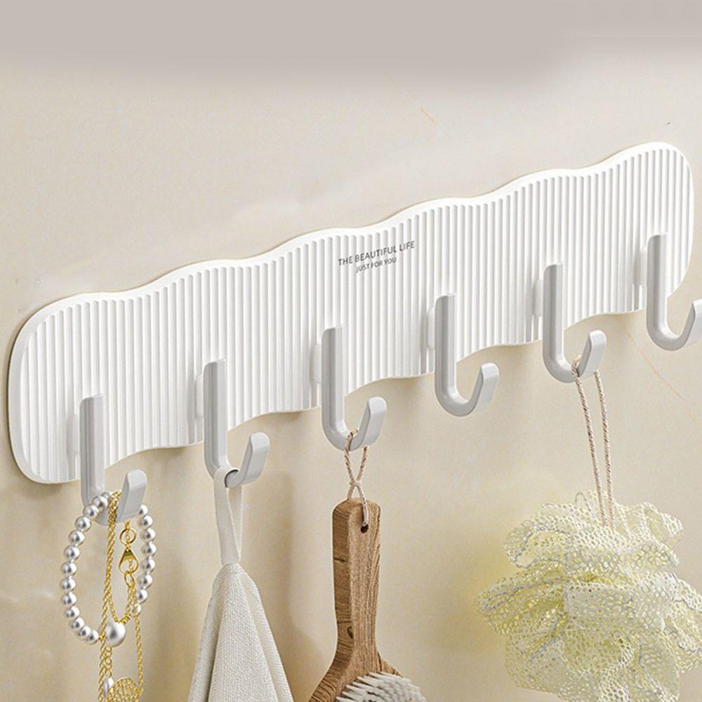 

Удобные настенные шесть рядов крючков Сверхпрочные без гвоздей Крючки для полотенец и халатов Подвесные Водонепроницаемая настенная вешалка Ключи Ткань Пальто