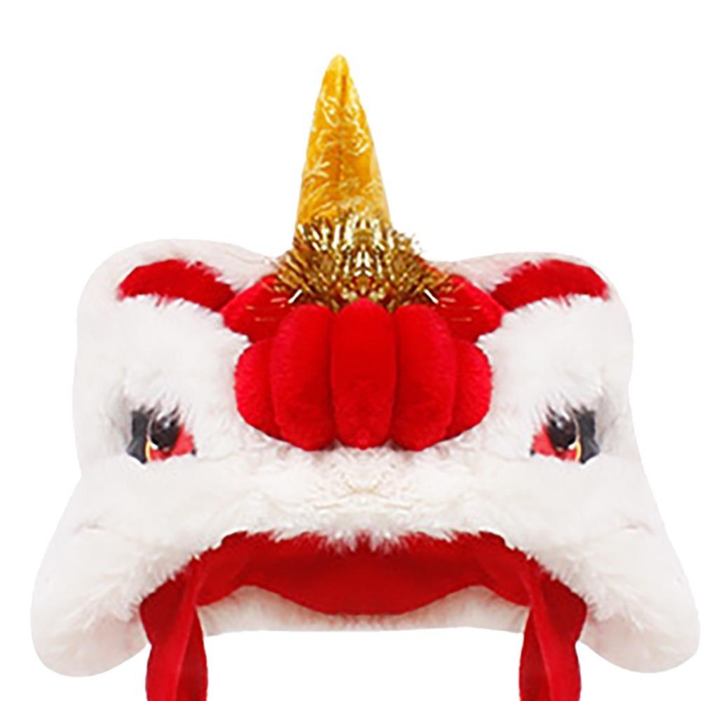 Warm Dog Lion Dance Hat Adjustable Celebration Pet Hat for New Year Christmas Holiday