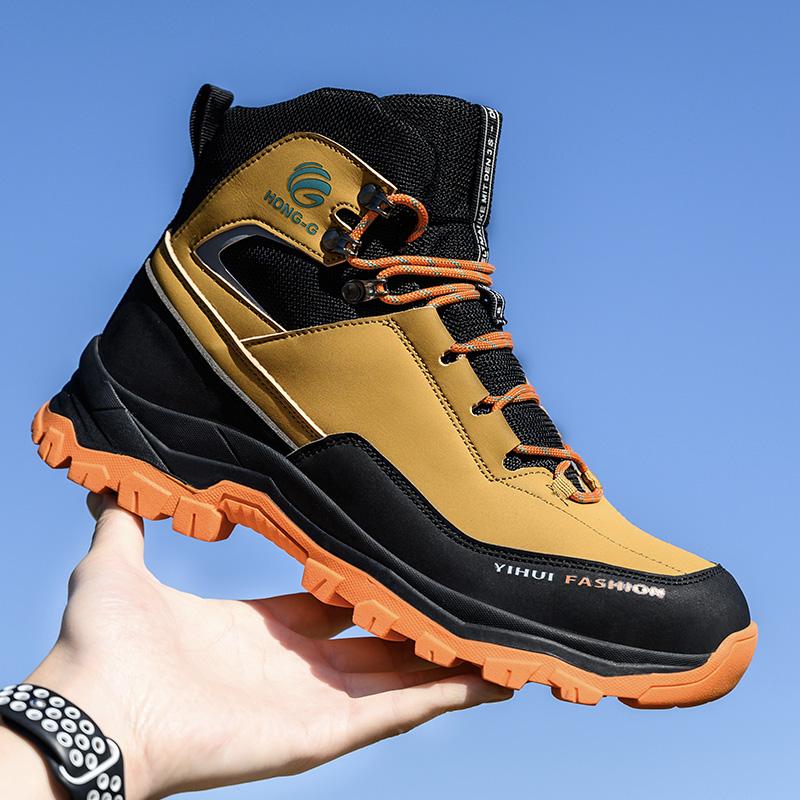 High Top Men's Safety Shoes Steel Toe Anti Smash Safety Boots Puncture Proof Work Safety Boots Wear-Resistant Men's Work Shoes