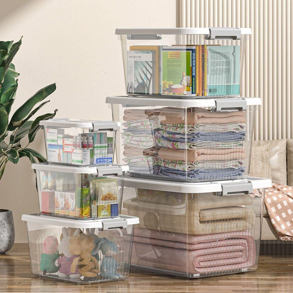 Plastic Plastic Box Transparent Black Clothing Storage Bin Practical Organizing Box  Clothing